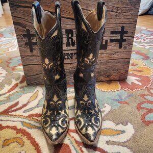 Corral Bone Vintage Lizard Overlay Leather Boots
